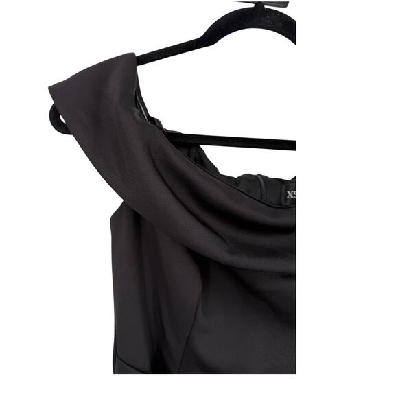 Xscape Evenings Ruffle Off the Shoulder Scuba Knit Dress black size 8 - Picture 4 of 8